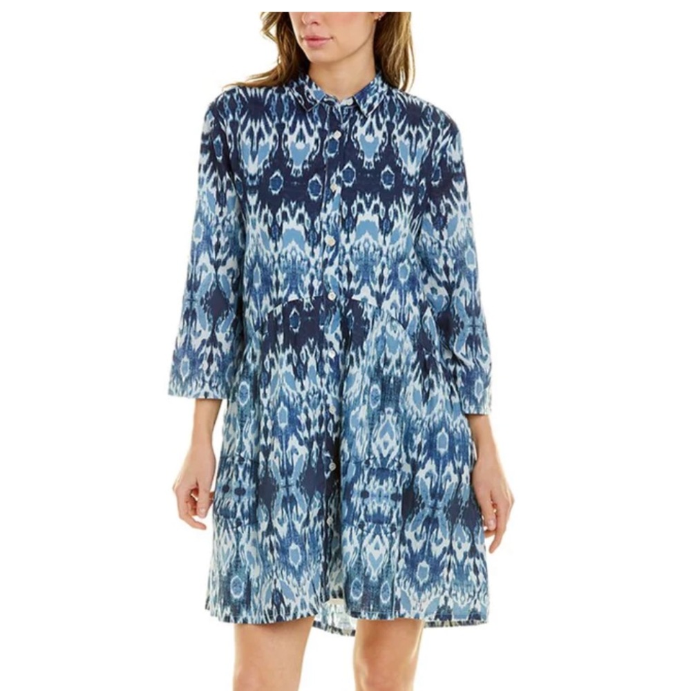 Ro’s Garden Tyla Blue Ikat Ruffle Dress M Tuckernuck